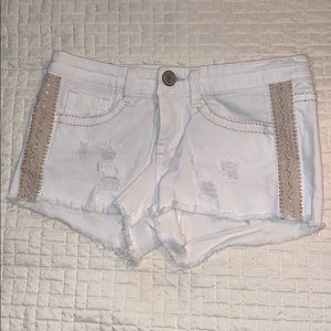 White denim shorts